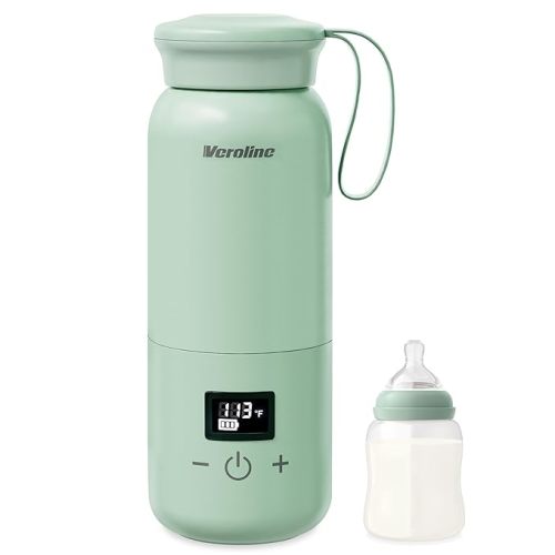 Portable Bottle Warmer for Travel, 10 Oz Baby Bottle Warmer with Adjustable Temp & Keep Warm for Formula, Breastmilk, Super Fast Charging & Cordless Milk Warmer, Rechargeable Water Warmer - Green 1