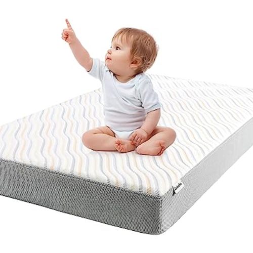 BABELIO Biobased Crib and Toddler Mattress Dual-Sided, CertiPUR-US, USDA Certified, Removable Waterproof Cover, 52"x27.5"x5"
