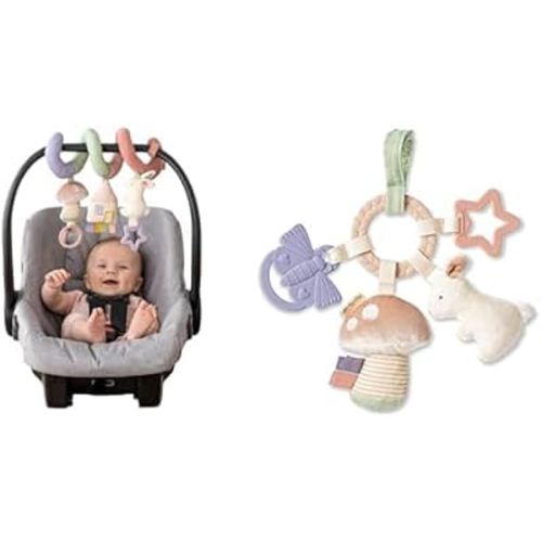 Itzy Ritzy Car Seat Spiral and Busy Ring Teething Toy Bundle (Pastel)