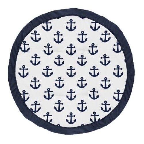 Sweet Jojo Designs Boy or Girl Gender Neutral Unisex Baby Tummy Time Playmat Sailor Blue and White