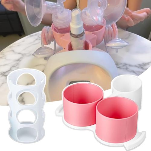 Bottle Holder for Spectra Breast Pump | Fits All S1 S2 Versions | Organize and Simplify Your Pumping Journey | Functional Design for Easy Use (White-Pink)