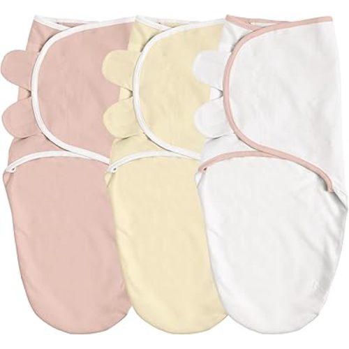 GLLQUEN BABY Swaddle Blankets for Baby Girl & Boy, Easy Adjustable Sleep Sack, Newborn Swaddles for 0-3 Months, Baby Sleep Sack, Pink & Yellow Tone, Swaddling Blankets 3 Pack Wrap Set