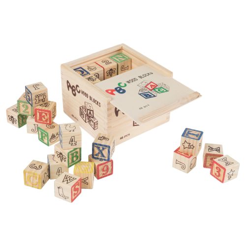 ABC and 123 Wooden Blocks Alphabet Letters and Numbers Learning Block Set by Hey! Play!