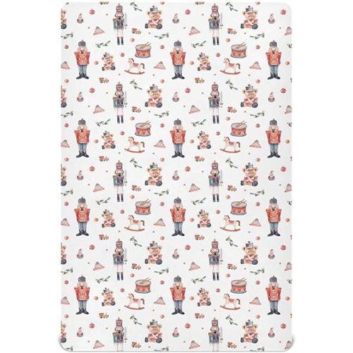 Christmas Soldier Crib Sheets for Boys Girls - Portable Microfiber Fitted Crib Sheet for Standard Crib and Toddler Mattress, Soft & Breathable, 28x52 Inch