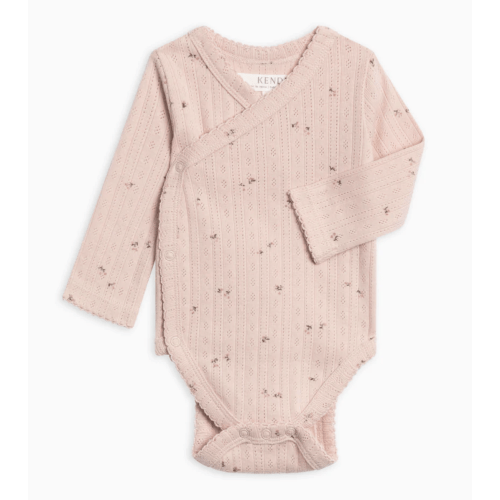 Newborn Pointelle Long Sleeve Kimono Bodysuit