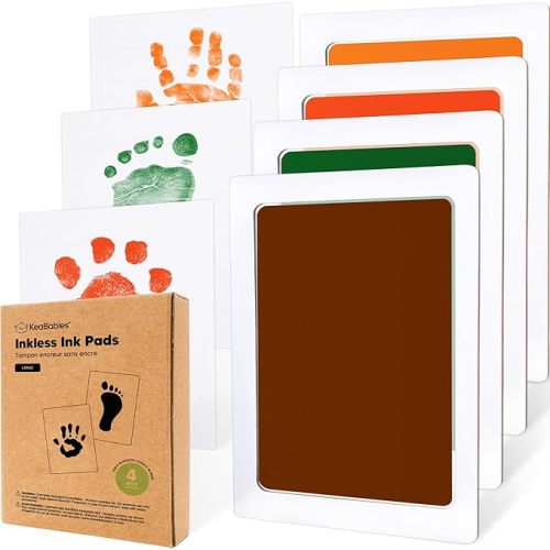4-Pack Inkless Baby Hand and Footprint Kit - Mess Free Ink Pad for Newborn Keepsake, Dog Nose & Paw Print Kit, Clean Touch Ink Pad for Baby Hand & Footprints, Ideal New Mom Gifts (Jet Black, L)