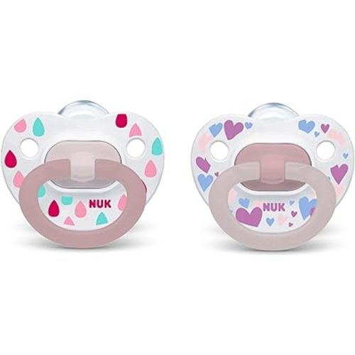 NUK | Orthodontic Pacifiers | Pink-Powder Pink | 6-18 Months | Best Pacifier for Breastfed Babies | BPA Free | Shaped to Soothe Just Like Mom | 2-Pack