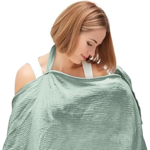 BabyGliy Breathable Muslin Nursing Cover for Breastfeeding Adjustable Privacy Apron with Arch Neckline for Moms