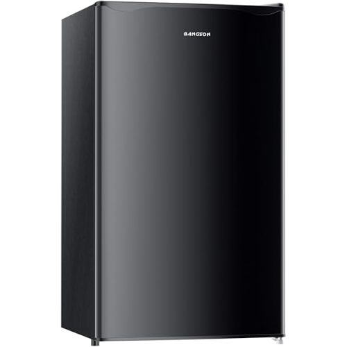 BANGSON Mini Fridge with Freezer, 3.2Cu.Ft, Single Door Small Refrigerator, Energy-Efficient, Low Noise, Mini fridge for Bedroom Dorm and Office, Black