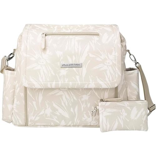 Petunia Pickle Bottom Boxy Backpack Deluxe, Diaper Bag for Parents, Stylish Baby Bag, Spacious Backpack for On-The-Go Moms (Linen Blossoms)