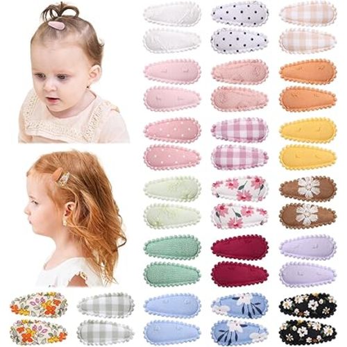 40 PCS Cute Toddler Snap Hair Clips with Flower Patterns - 1.5" Mini Hair Barrettes and Accessories for Baby Girls, Infants, Toddlers