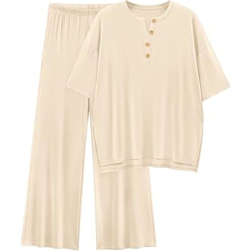 PRETTYGARDEN 2 Piece Lounge Sets for Women Summer 2025 Short Sleeve Tops Wide Leg Pants Matching Travel Outfits Clothing