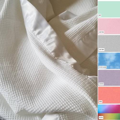 HANDMADE SATIN TRIM blanket, 100% Cotton Toddler, Lovey, Stroller Blanket,Comfort Blanket, Handmade, Vintage inspired, sensory pocket design