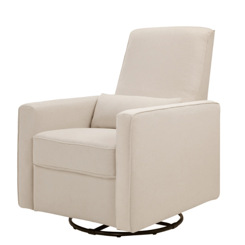 DaVinci Piper Recliner & Swivel Glider in Cream with Cream Piping