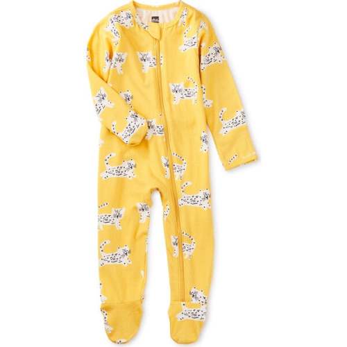 Printed Full Sleeve Zip Front Footed Romper, Ocelot Kittens - Tea Collection Rompers | Maisonette
