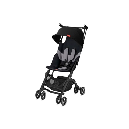 gb Pockit+ All-Terrain, Ultra Compact Lightweight Travel Stroller with Canopy and Reclining Seat in Velvet Black