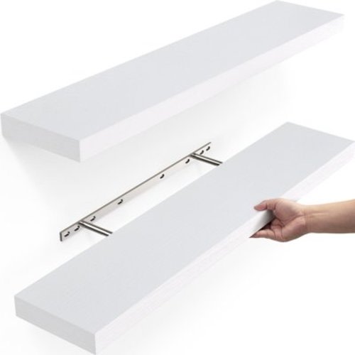 Ophanie 22.5 inch Wood Floating Shelves Wall Mounted Shelves, 6.7 x 23 Inch, White, Set of 2
