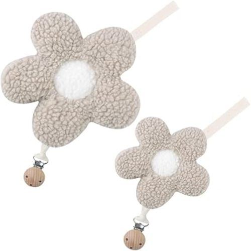 Baby Daisy Pacifier Clip Holder,Light and Soft Dummy Holder Binky Holder Handmade 2 Pack