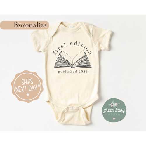 First Edition Baby Bodysuit, Announcement Baby, Custom Published Shirt, Littlest Book Club Member, Baby Shower Gift, Librarian Baby Gift
