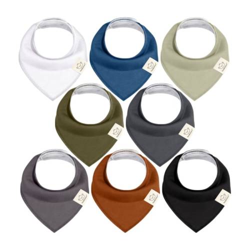 GOTS Certified, 100% Organic Cotton Bandana Bibs, Set of 8