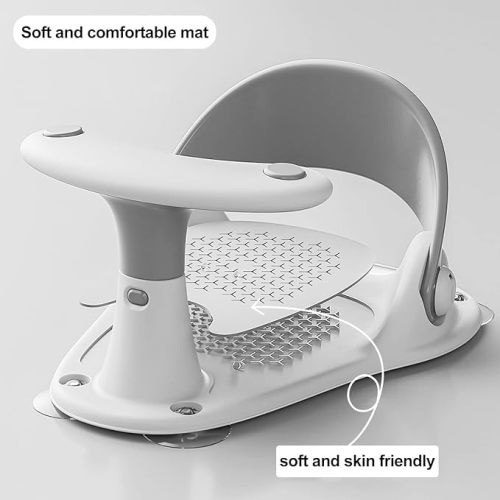 Alwytlon Baby Bath Seat, Infant Bath Seat Baby Bathtub Seat for Sit-Up Bathing, Provides Backrest Support and Suction Cups for Stability, Easy to Set-Up, Remove, Include Temperature Display (Grey)