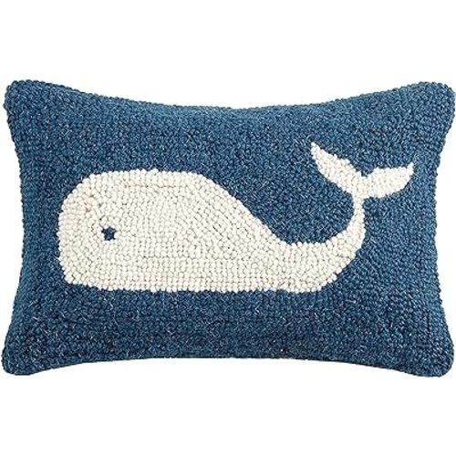 Peking Handicraft 30JSS757C12OB Whale Hook Pillow, 8X12 Throw Pillow