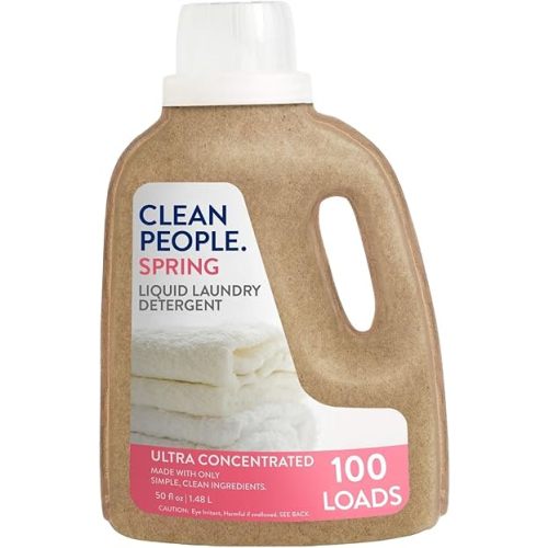 The Clean People Liquid Laundry Detergent - Recyclable Packaging, Stain Fighting - Ultra Concentrated, Laundry Soap - Spring Scent, 50 fl oz
