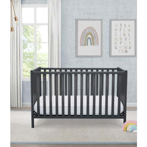 Delta Children Heartland 4-in-1 Convertible Baby Crib, Charcoal Gray