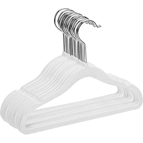 Children’s Velvet Clothes Hangers, Baby Kid’s Hangers for Clothes Space Saving Non-Slip 15Pack (White)