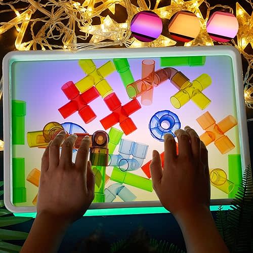 Light Table for Kids Manipulative | Light Up Sensory Table | Kids Light Table | Shine Bright Light Box | Sand Painting Light Box | Bright Explorer Light Box | 16"LED Light Box 3 Modes(Green)