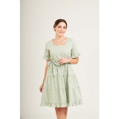 Everyday Dress with Nursing Zippers in Sage Green