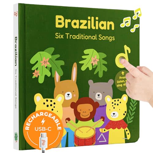 Cali's Books Brazilian Nursery Rhymes Book - Sound Books for Toddlers 1-3 Years Old - Interactive & Educational Music Toys for Bilingual Children with Lyrics & Translations - Musical Gifts for Kids