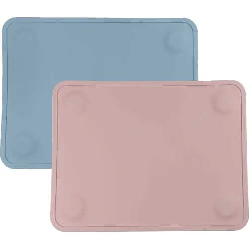 WeeSprout Silicone Suction Placemats for Babies, Toddlers & Kids, Durable Food Grade Silicone with Non-Slip Suction, Dishwasher Safe, for Dining Table & Restaurants + Travel Case, 2 Pack