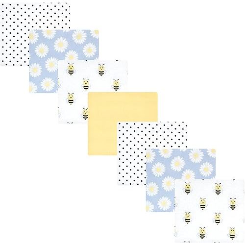 Hudson Baby Unisex Baby Cotton Flannel Receiving Blankets Bundle, Daisy Bee, One Size
