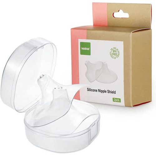  haakaa Nipple Shields 18mm for Newborn Breastfeeding with  Latch Difficulties or Flat or Inverted Nipples, Breast Shields Extra-Thin &  Extremely Soft, Come with Carry Case, 2pk : Baby