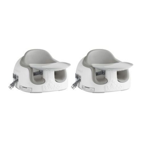 Bumbo Baby Toddler Adjustable 3 in 1 Multi Seat High Chair & Booster Seat with Removable Tray and Buckle Strap for Toddlers 1 to 3, Cool Gray (2 Pack)