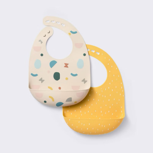 Silicone Bibs - 2pk - Shapes/yellow - Cloud Island™