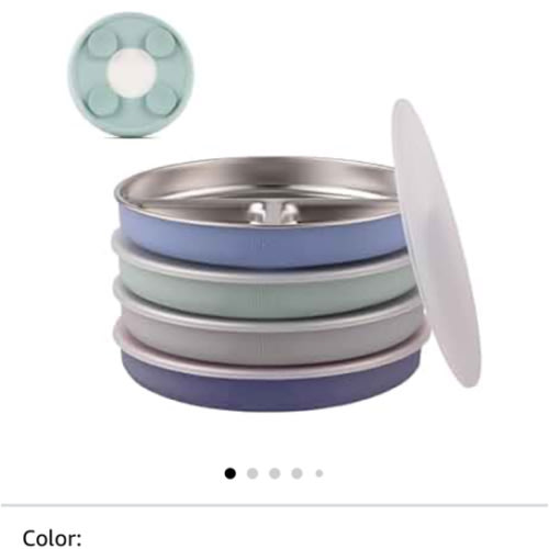 Amazon.com: Elk and Friends Stainless Steel Divided Plates with Silicone Sleeve for Babies & Toddlers | Lids Included | Stay Put Suction | Dinner & Snack Plates | 4 Pack : Baby