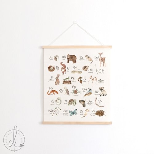Woodland Alphabet Canvas Fabric Wall Hanging - Etsy (neutral/15x18in; classic brown)