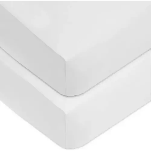 American Baby Company 2 Pack 100% Natural Cotton Fitted Mini Crib Sheets 38" x 24" - Soft & Breathable Small Nesting Portable Sheets, Fits Pack N Play Mattresses, Snow White, for Boys & Girls