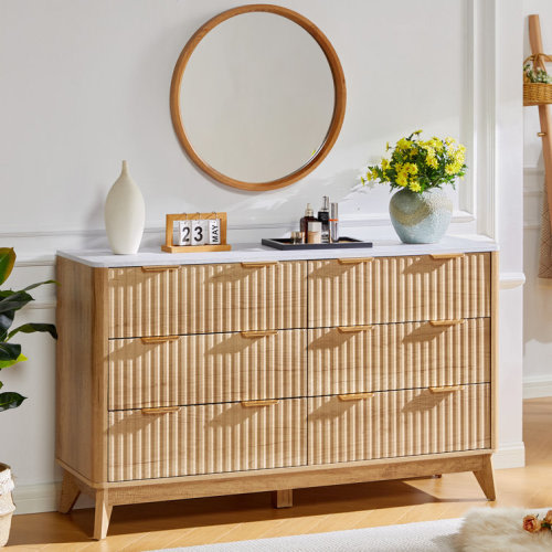 Gerius Fluted 6 Drawers Dresser
