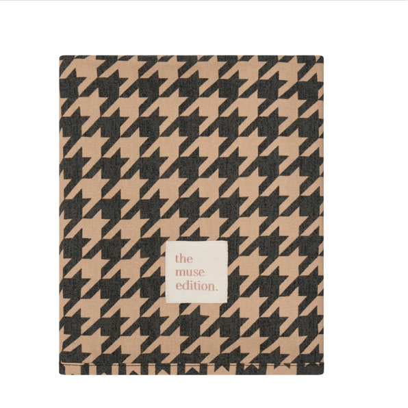 Black Houndstooth Linen Baby Blanket