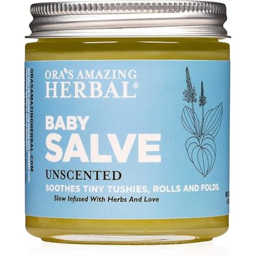 Baby Salve, Diaper Balm, Baby Ointment, Drool Rash Ointment, Natural Diaper Cream, Baby Calendula Cream, Baby Eczema and Rash Cream, 4 oz, Ora’s Amazing Herbal