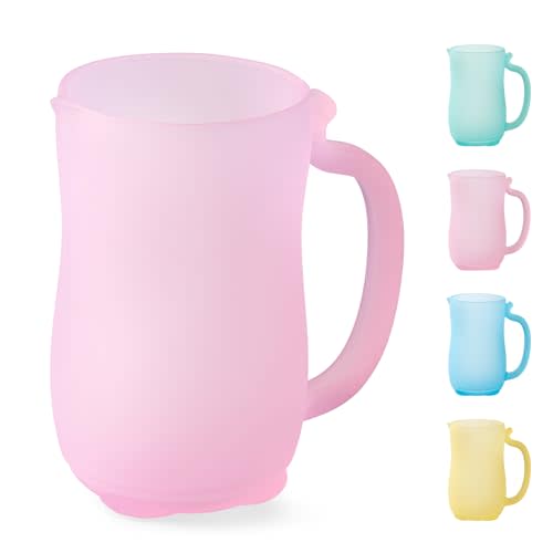 WEYOVGO Baby Bath Rinse Cup - Food Grade Silicone Shampoo & Body Washing Rinser Cup For Kids with Easy Grip Handle to Rinse Baby Shampoo and Soap - Baby Essentials (Pink)