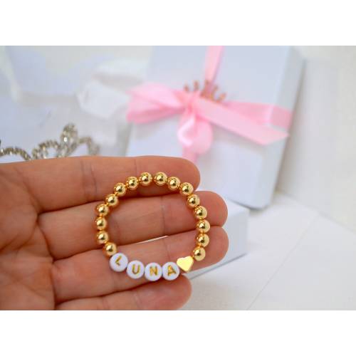 14K Gold Baby Bracelet, Gold Heart Girls Bracelet, Personalized Jewelry, Tiny Newborn Name Bracelet, Baby Shower Gift, Baby Girl Gift
