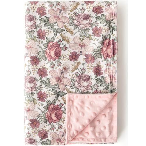 Baby Blankets for Unisex Boys Girls, Soft Plush Minky Blanket with Double Layer Dotted Backing for Infant Newborn Toddler, Vintage Floral Western Wild Flowers 30 x 40 Inch (Vintage Floral)