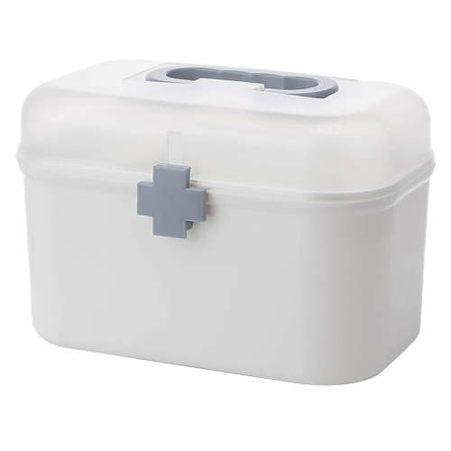 THLKIF Medical Box, Box Double Layer with Handle Removable Tray Portable Large Capacity Emergency Kit Container Organizer Medicine Storage Box Organizer for Home Outdoor Traveling