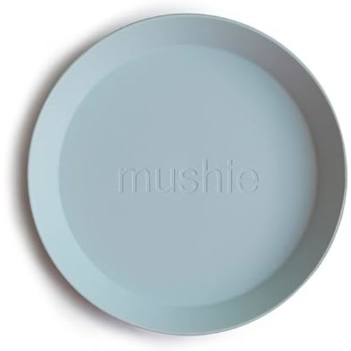 mushie Round Dinnerware Plates for Kids | Made in Denmark, Set of 2 (Powder Blue)