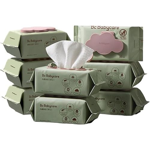 Bc Babycare Cloud Moist Baby Wipes, Thick & XL, 99% Water, Ultra-Hydrating, Unscented, Hypoallergenic for Sensitive Skin, Biodegradable, 8 Flip-Top, 640 Count