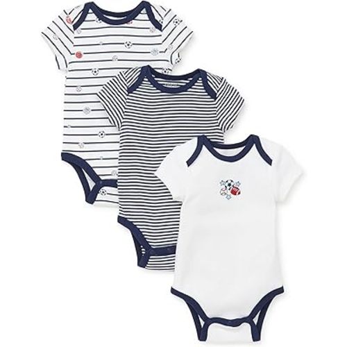 Little Me baby-boys 3-pack 100% Cotton Scratch Free Tag Onesies